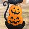 Glitzhome® 36"H Halloween Metal Black Cat with Spring Head and Stacked Pumpkin Yard Stake